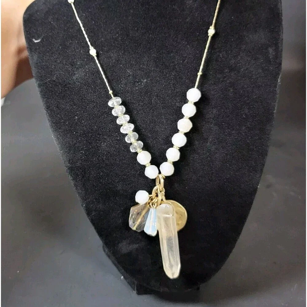 Signed‎ Designer Quality Gold tone Crystal Moonstone Necklace JB FB